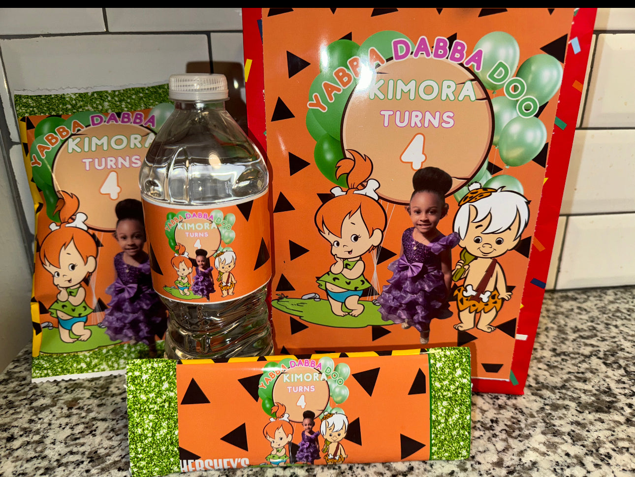 Kid Party Favor Bundle (Flintstone theme editable in canva)