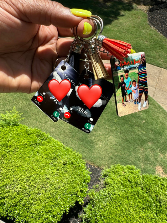 Phone Call Memorial Keychain ( double sided)