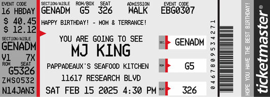 Birthday Dinner or Concert Ticket Template (editable in canva)